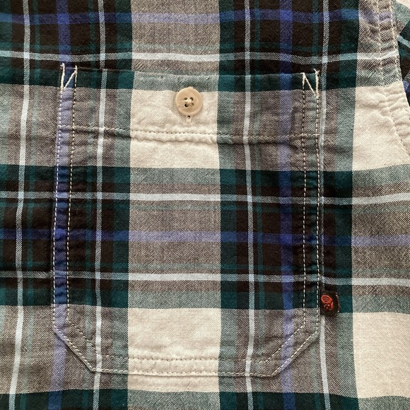 Mountain Hardwear Men L SS Button Up Lined Cotton Shirt Plaid B&W Outdoor Hiking - Picture 5 of 12
